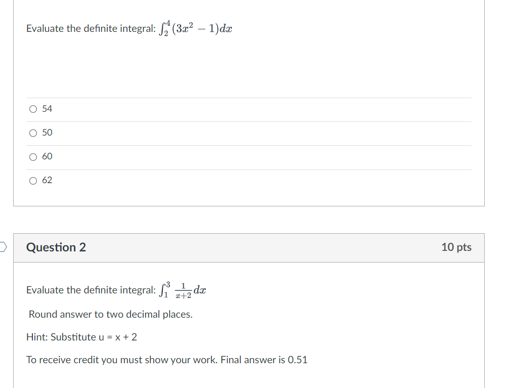 Solved Evaluate The Definite Integral: | Chegg.com