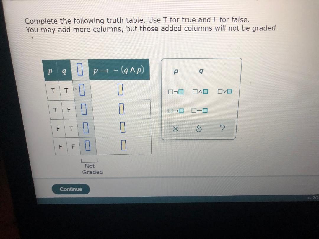 Solved Complete the following truth table. Use T for true | Chegg.com