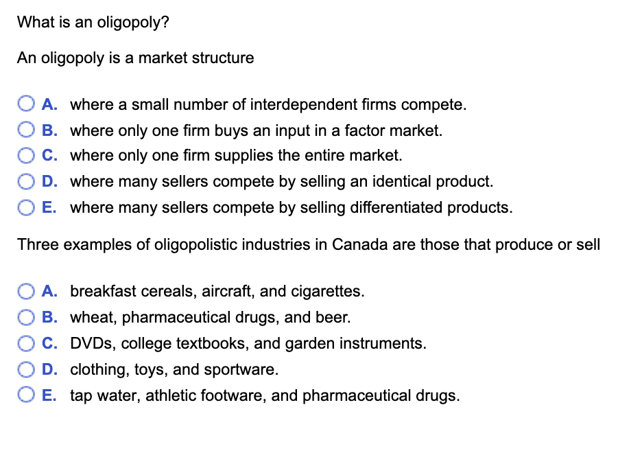 Solved What Is An Oligopoly? An Oligopoly Is A Market | Chegg.com