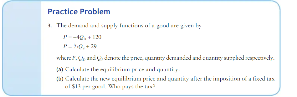 Solved Practice Problem 3. The demand and supply functions | Chegg.com