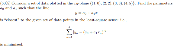 Solved (50%) Consider a set of data plotted in the ry-plane | Chegg.com