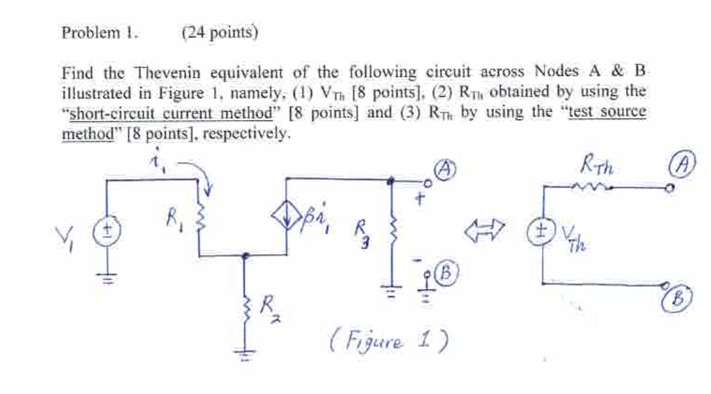 Solved Problem I. (24 points) Find the Thevenin equivalent | Chegg.com