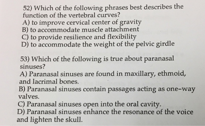 Solved 52) Which of the following phrases best describes the | Chegg.com