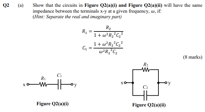 Solved Q2 ( (a) Show that the circuits in Figure Q2(a)(i) | Chegg.com