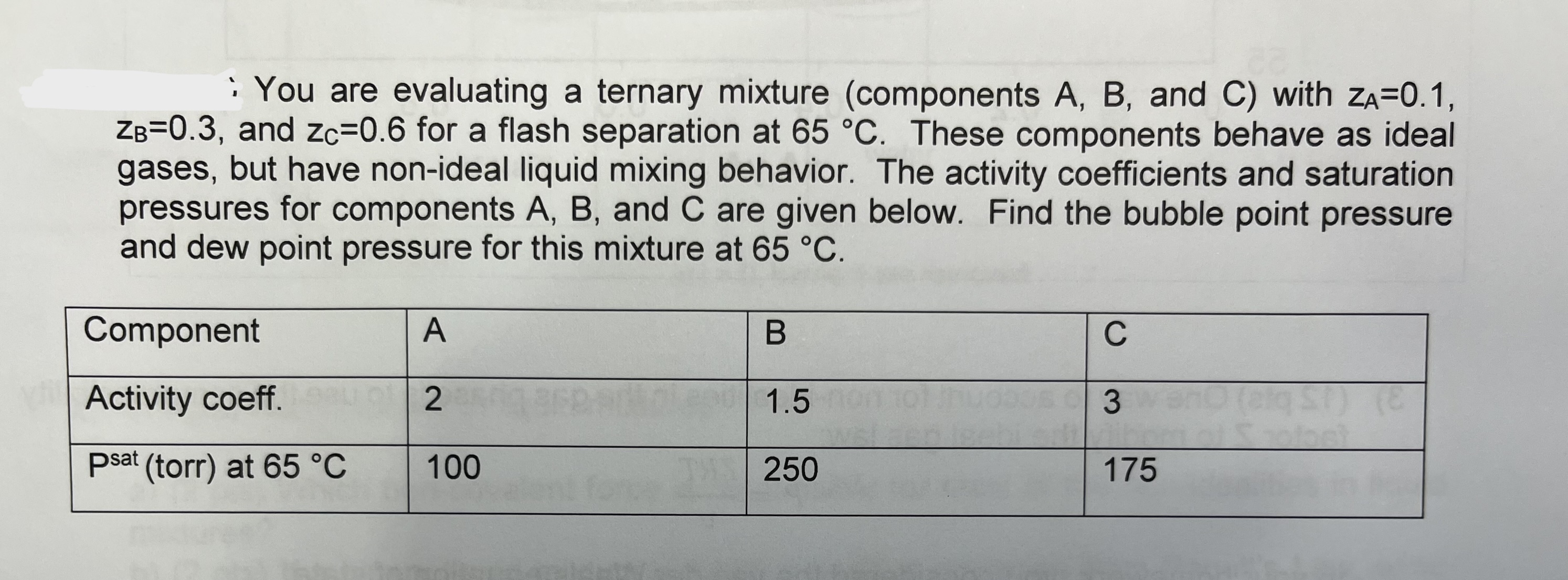 Solved : You Are Evaluating A Ternary Mixture (components | Chegg.com