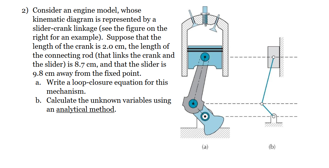 Solved 2) Consider an engine model, whose kinematic diagram | Chegg.com