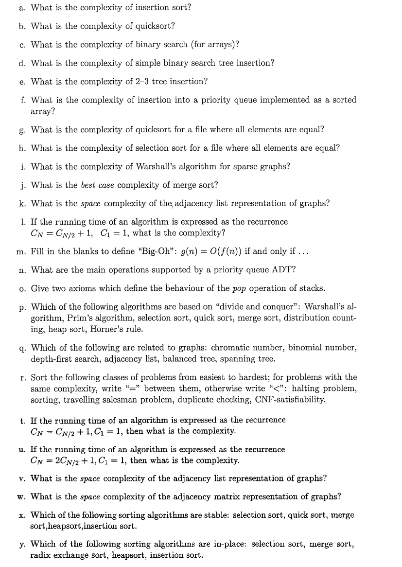 Solved a. What is the complexity of insertion sort? b. What | Chegg.com