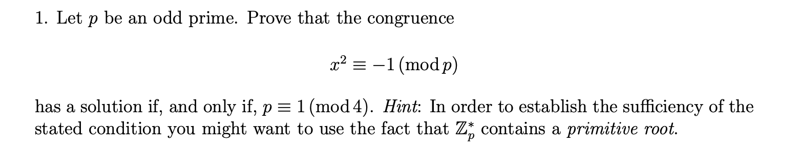 Solved 1. Let P Be An Odd Prime. Prove That The Congruence | Chegg.com