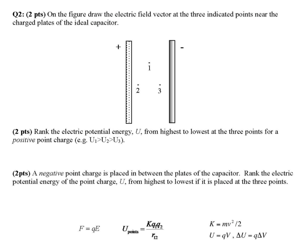 Solved Q2: (2 pts) On the figure draw the electric field | Chegg.com