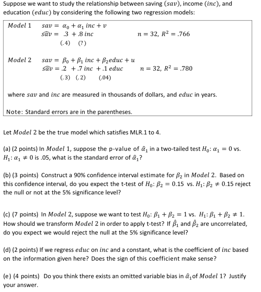 Solved Suppose We Want To Study The Relationship Between Chegg Com