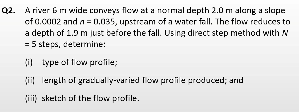 Solved Q2. A river 6 m wide conveys flow at a normal depth | Chegg.com