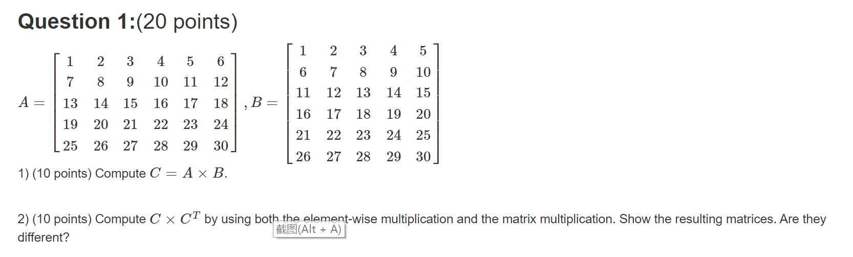 Solved Question 1:(20 points) 1 2 3 4 4 5 1 2 3 4 5 6 6 7 8 | Chegg.com