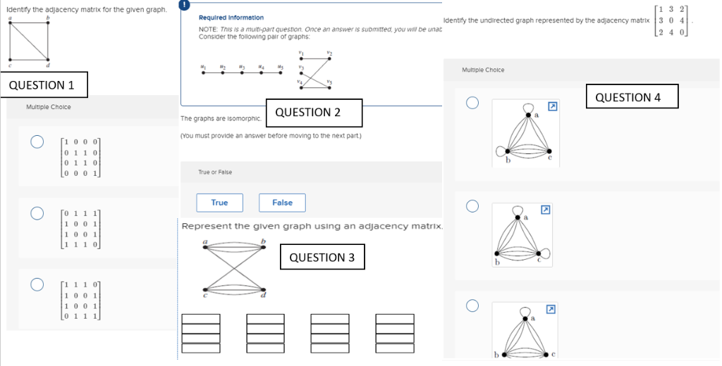 Solved 1 3 2 Identify The Undirected Graph Represented By