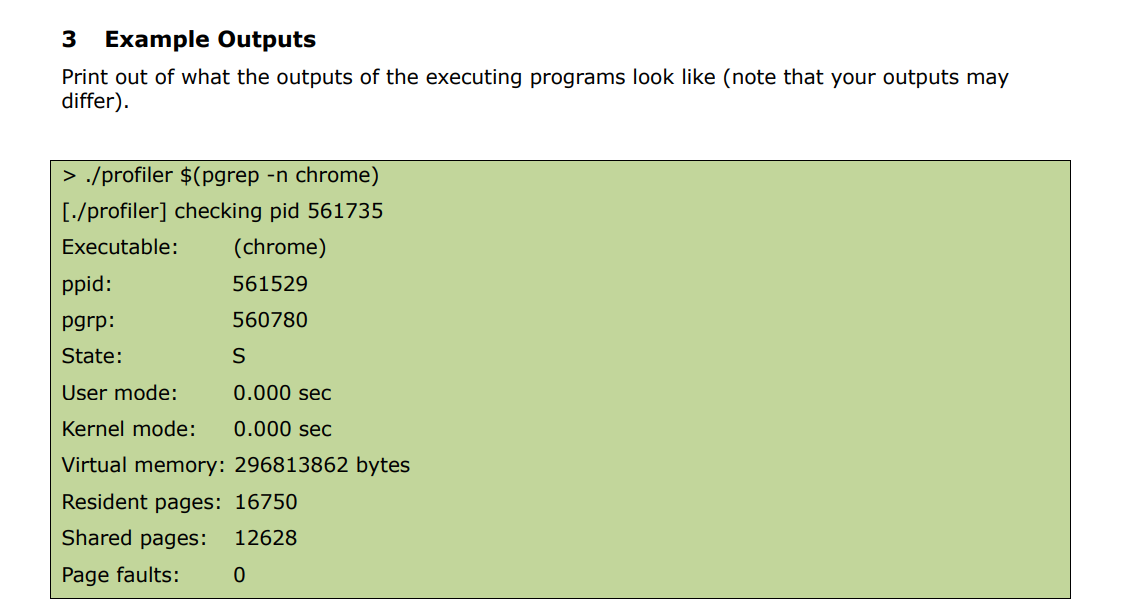 Solved 3 Example Outputs Print out of what the outputs of | Chegg.com