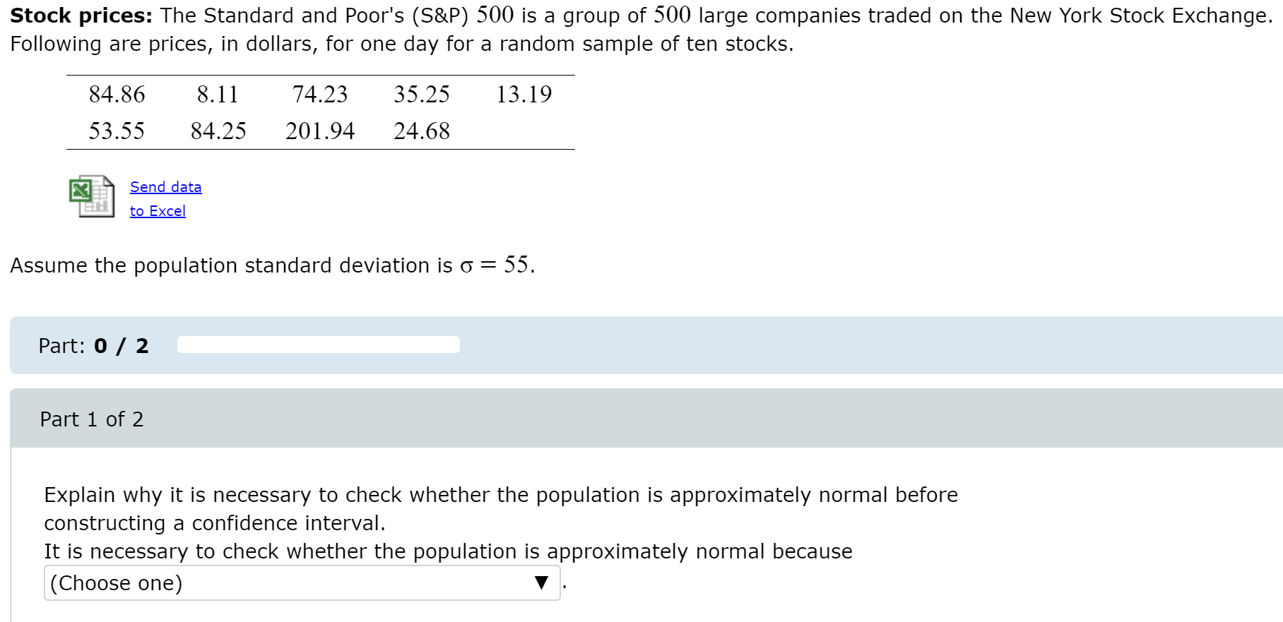 Solved Stock prices The Standard and Poor's (S&P) 500 is a