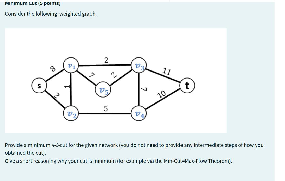 Solved Minimum Cut (5 points) Consider the following | Chegg.com