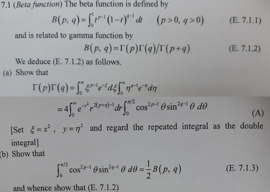 Solved 7 1 Beta Function The Beta Function Is Defined B Chegg Com