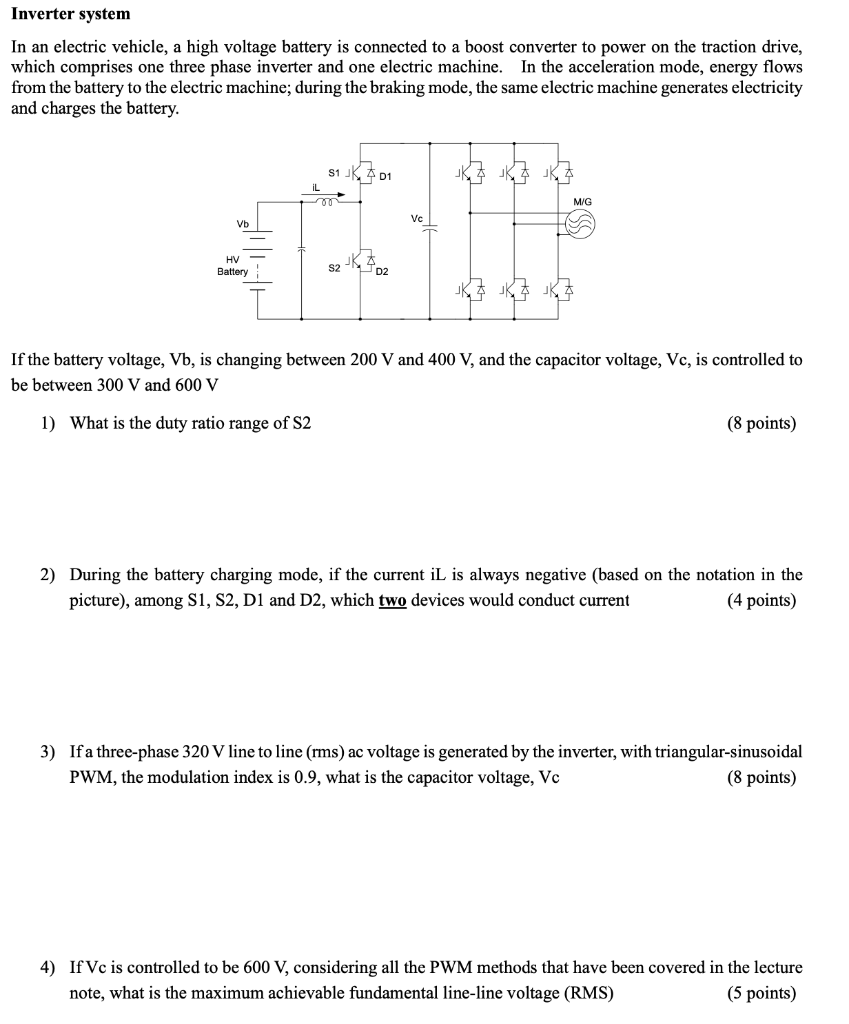 Solved Inverter system In an electric vehicle, a high | Chegg.com