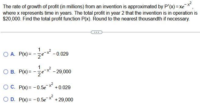 Solved The rate of growth of profit (in millions) from an | Chegg.com
