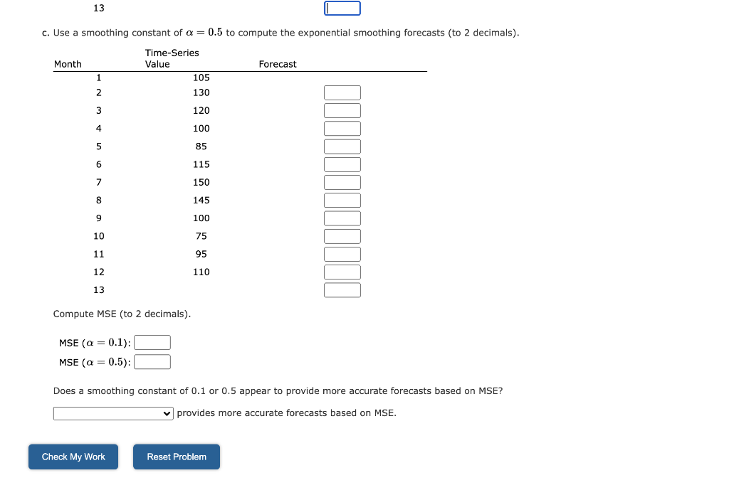 Solved B. Use A = 0.1 To Compute The Exponential Smoothing | Chegg.com