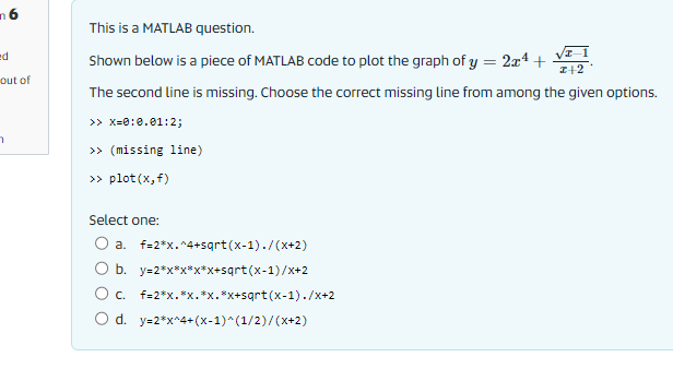 Solved This is a MATLAB question. Shown below is a piece of | Chegg.com