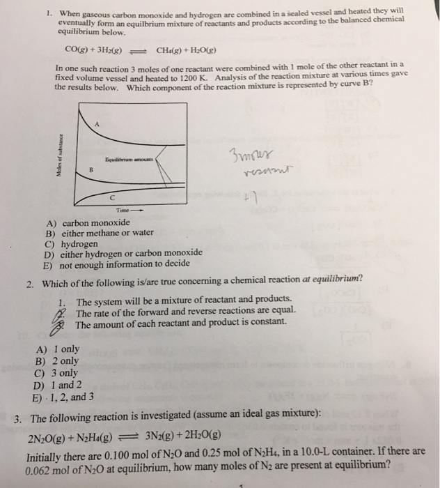 Solved When gaseous carbon monoxide and hydrogen are