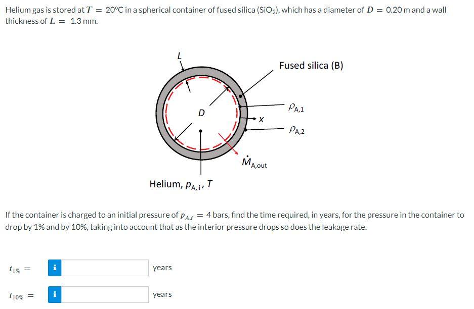 Solved Helium gas is stored at T=20∘C in a spherical