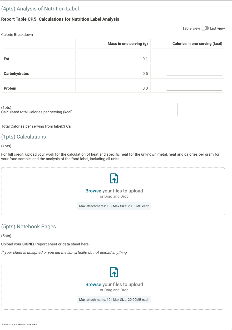 4pts-analysis-of-nutrition-label-report-table-cp-5-chegg