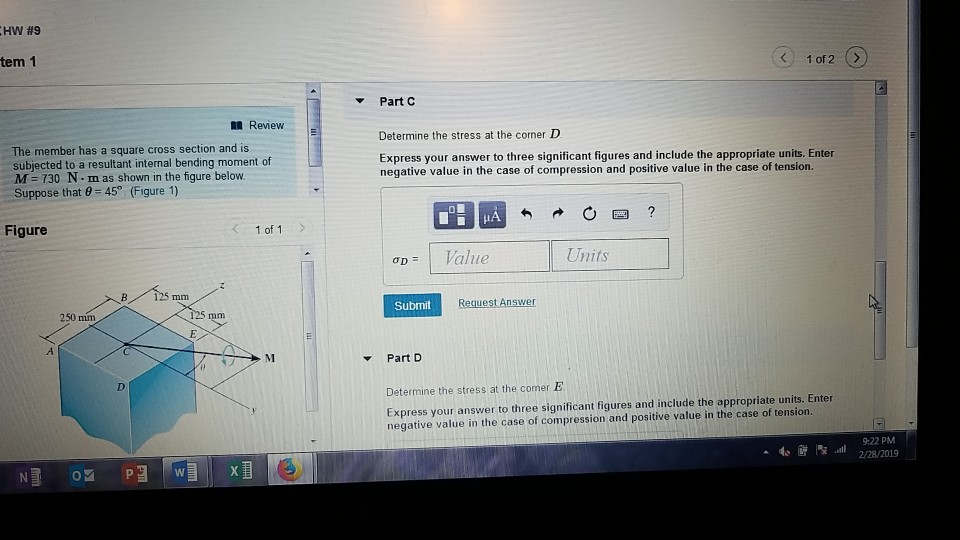 Solved Item 1 1 of 2 Review Part A The member has a square | Chegg.com