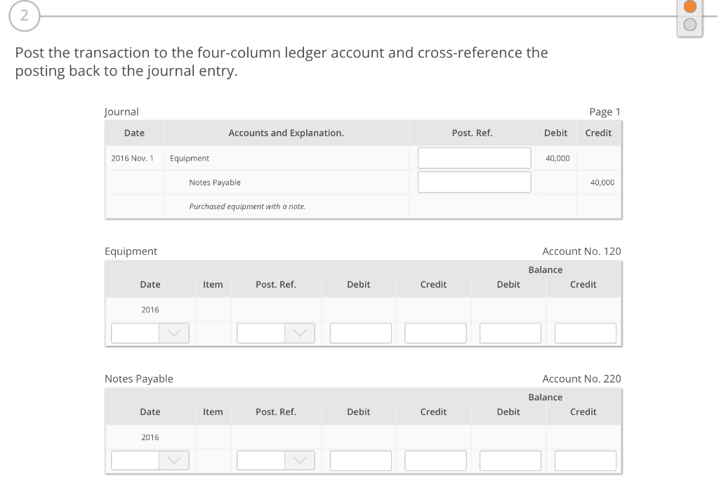 Solved 2 Post the transaction to the fourcolumn ledger