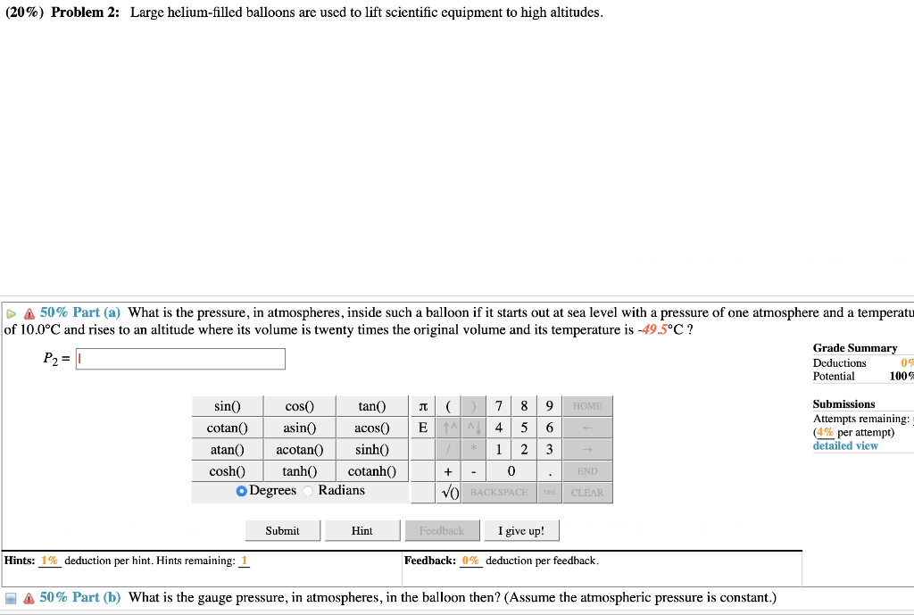 Solved (20%) Problem 2: Large helium-filled balloons are | Chegg.com