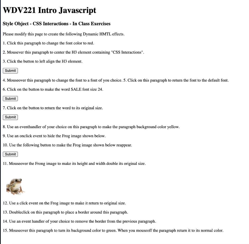 Solved WDV221 Intro Javascript Style Object - CSS | Chegg.com