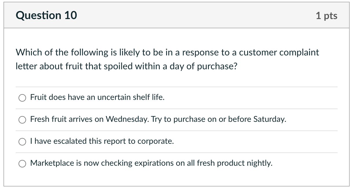 Solved Question 10 1 pts Which of the following is likely to | Chegg.com