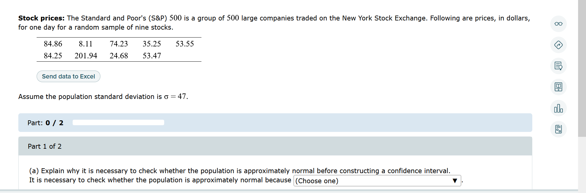 Solved Stock prices The Standard and Poor's (S\&P) 500 is a