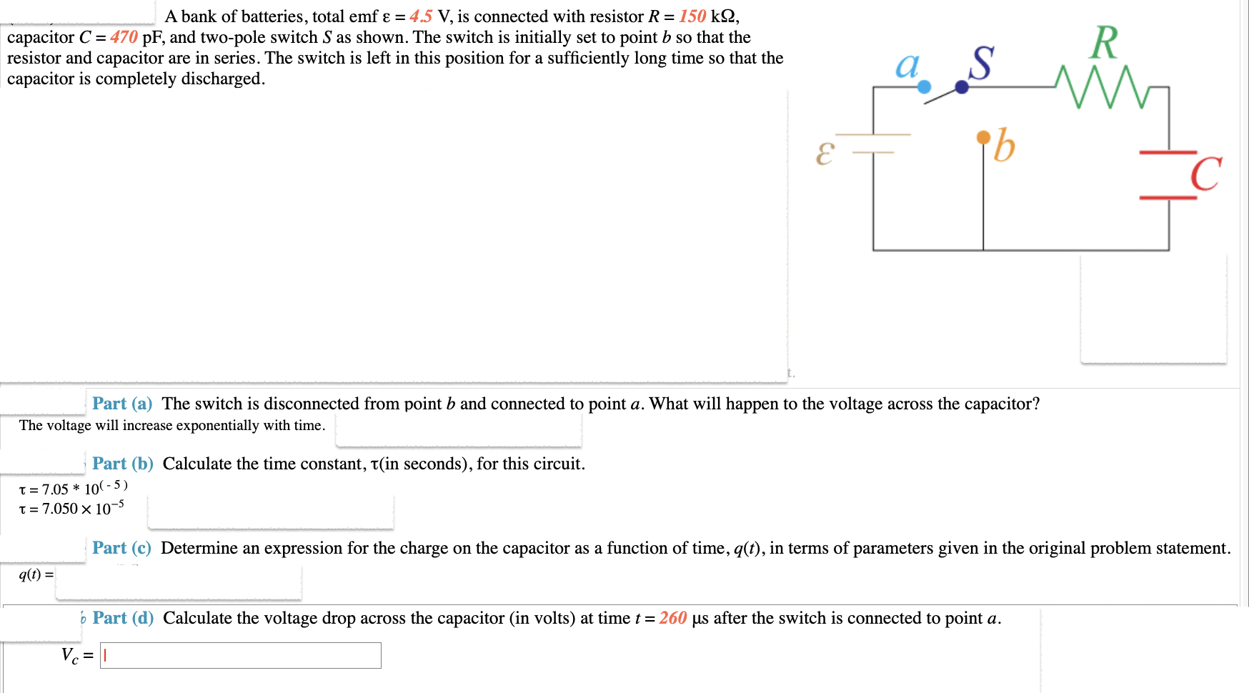 Solved A bank of batteries, total emf ε=4.5 V, is connected