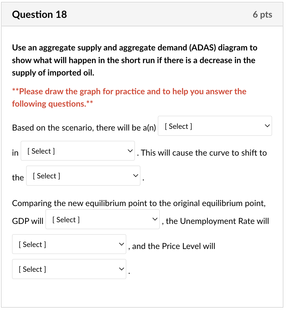 Solved Possible Answers: 1. Increase / Decrease 2. AD / | Chegg.com