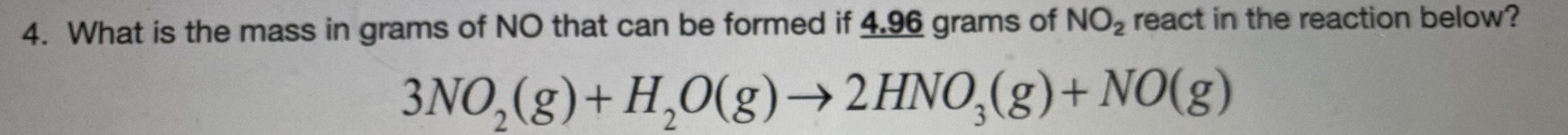 Solved 3NO2( g)+H2O(g)→2HNO3( g)+NO(g) | Chegg.com