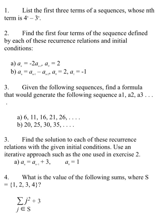 Solved List The First Three Terms Of A Sequences, Whose Nth | Chegg.com