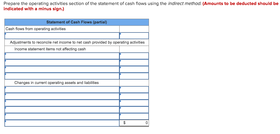 Solved: Exercise 16-4 Indirect: Cash Flows From Operating | Chegg.com