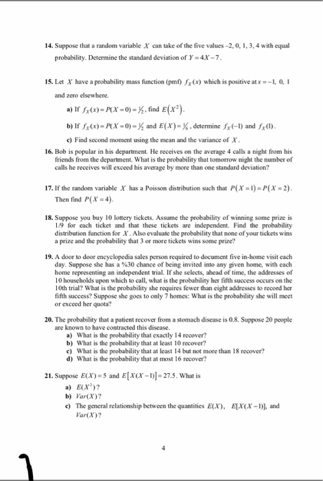 Solved 14. Suppose that a random variable X can take of the | Chegg.com