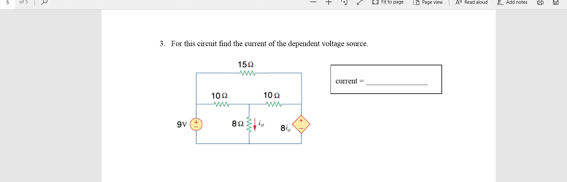 Solved For this circuit find the current of the dependent | Chegg.com