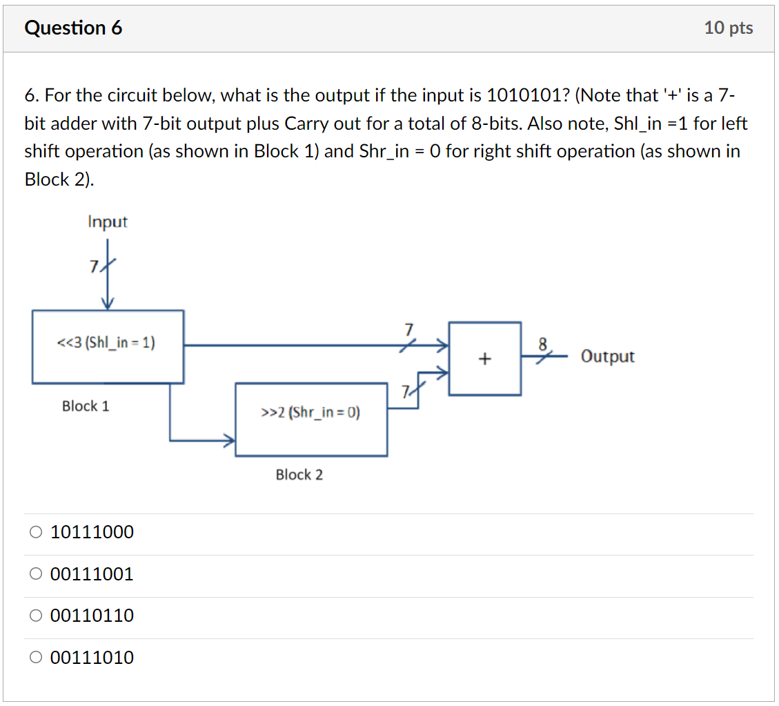 Solved 6. For the circuit below, what is the output if the | Chegg.com
