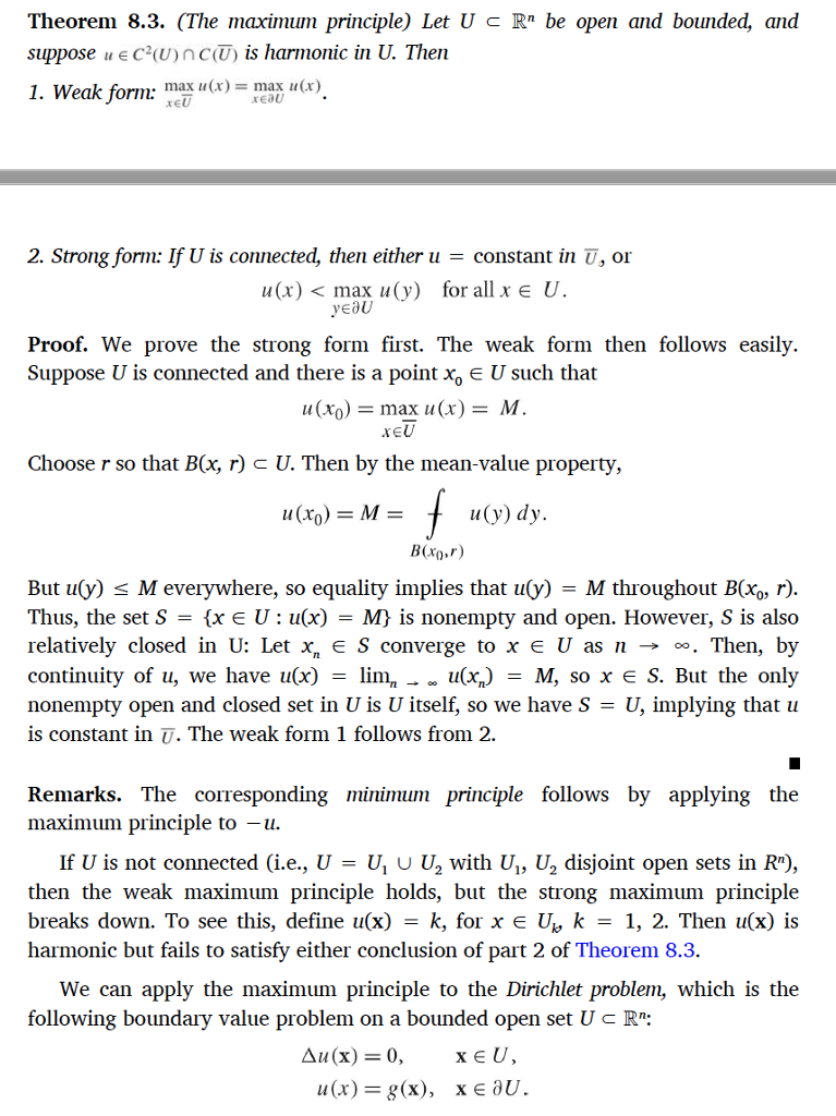 Solved Theorem 8.3. (The maximum principle) Let U c Rn be | Chegg.com