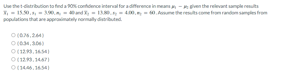 Solved Use The T Distribution To Find A 90 Confidence Chegg