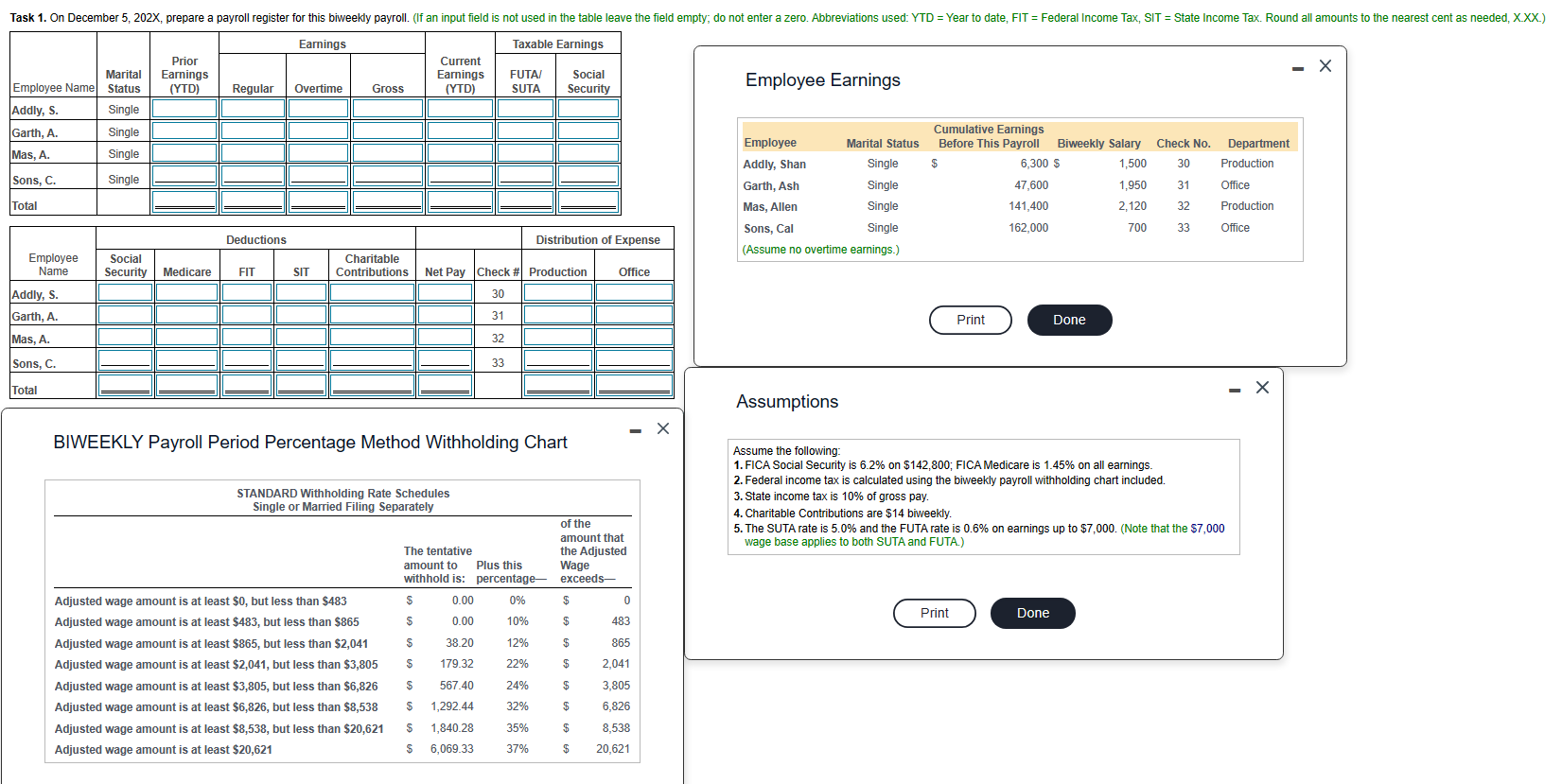 Employee Earnings Assumptions BIWEEKLY Payroll Period
