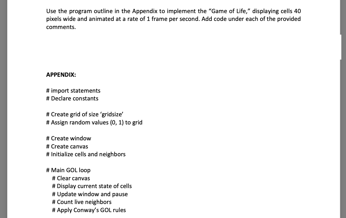 Solved Use the program outline in the Appendix to implement | Chegg.com