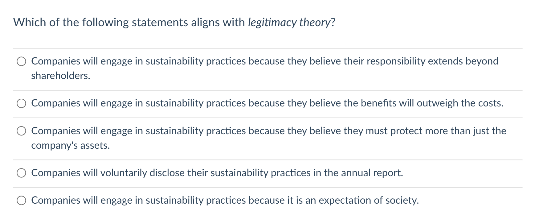 Solved Which of the following statements aligns with | Chegg.com