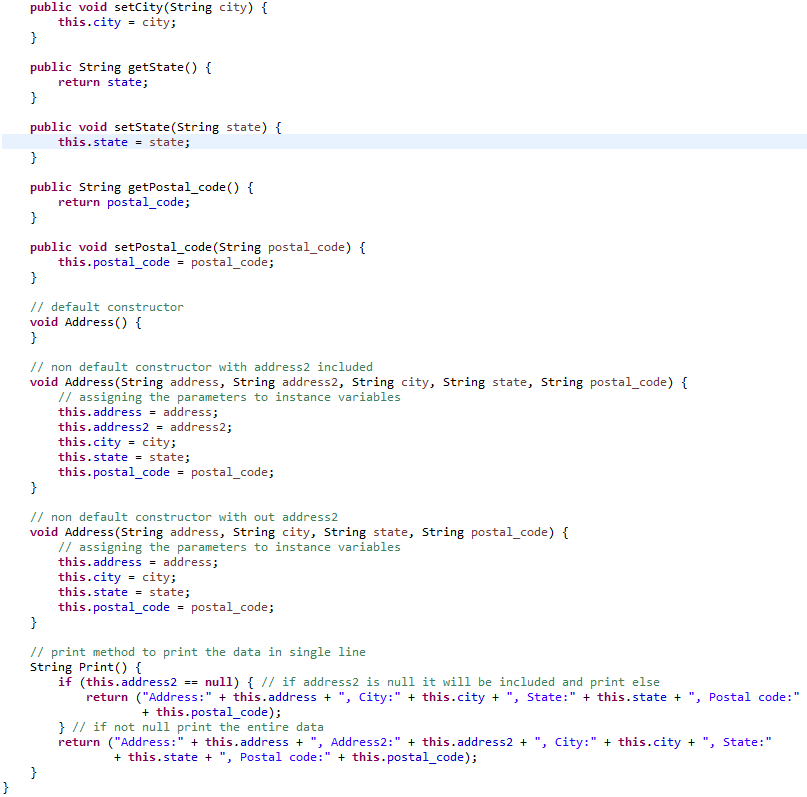Solved Modify the address class to only accept two | Chegg.com