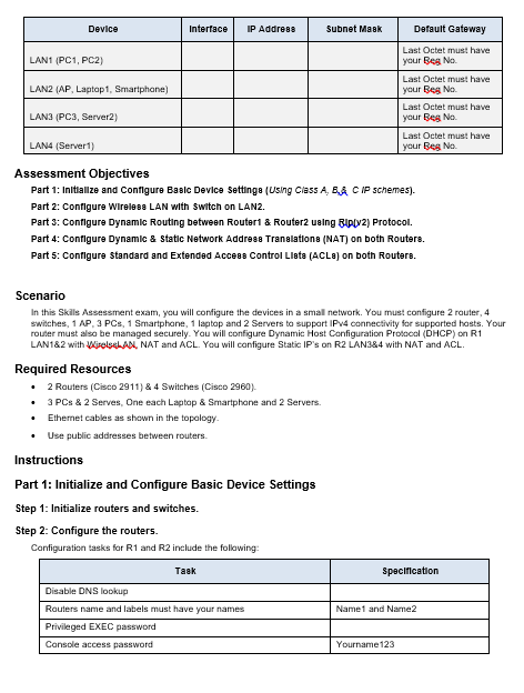 Solved NOTE: All Routers must have your names for example | Chegg.com
