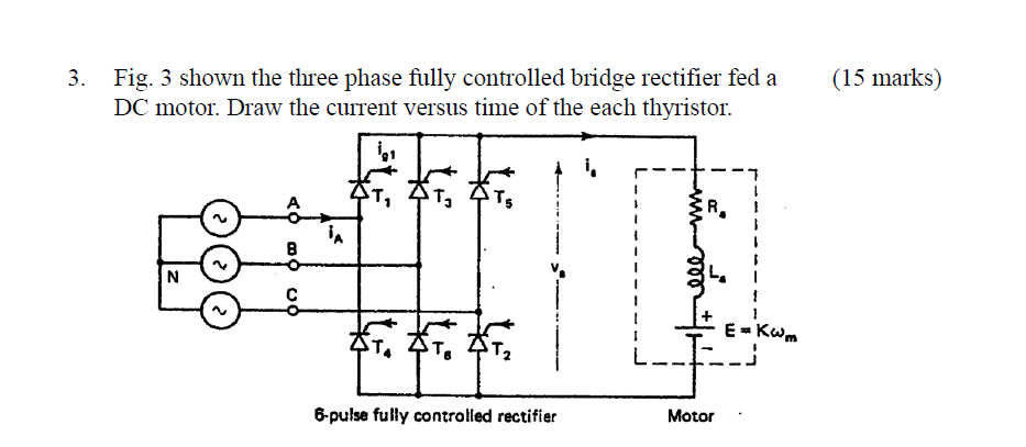 Fig. 3 shown the three phase fully controlled bridge | Chegg.com